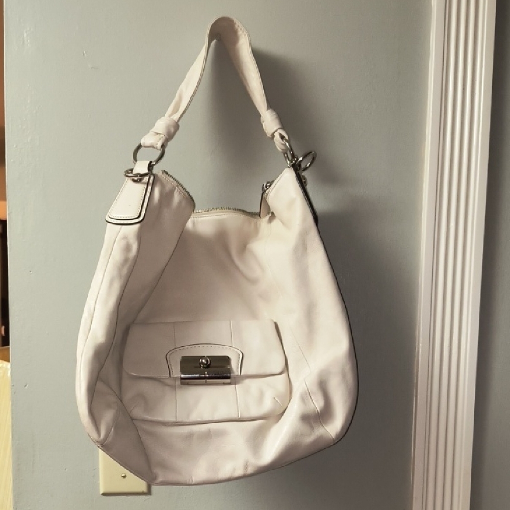 Coach White Leather Hobo Bag